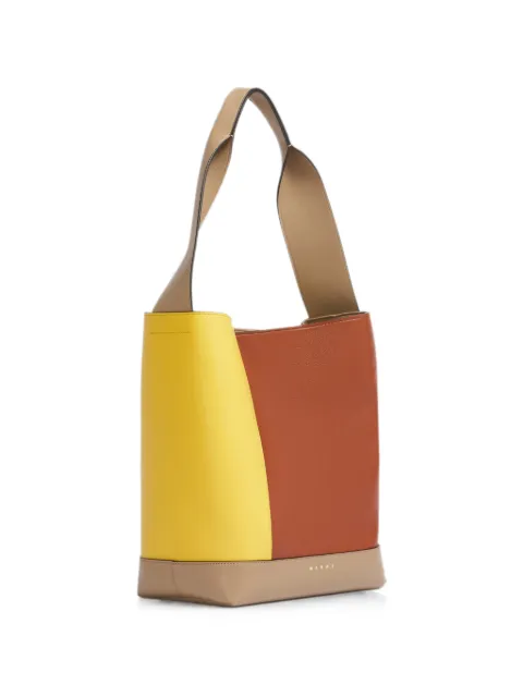 Marni yellow, brown and taupe leather Pod 2.0 bag