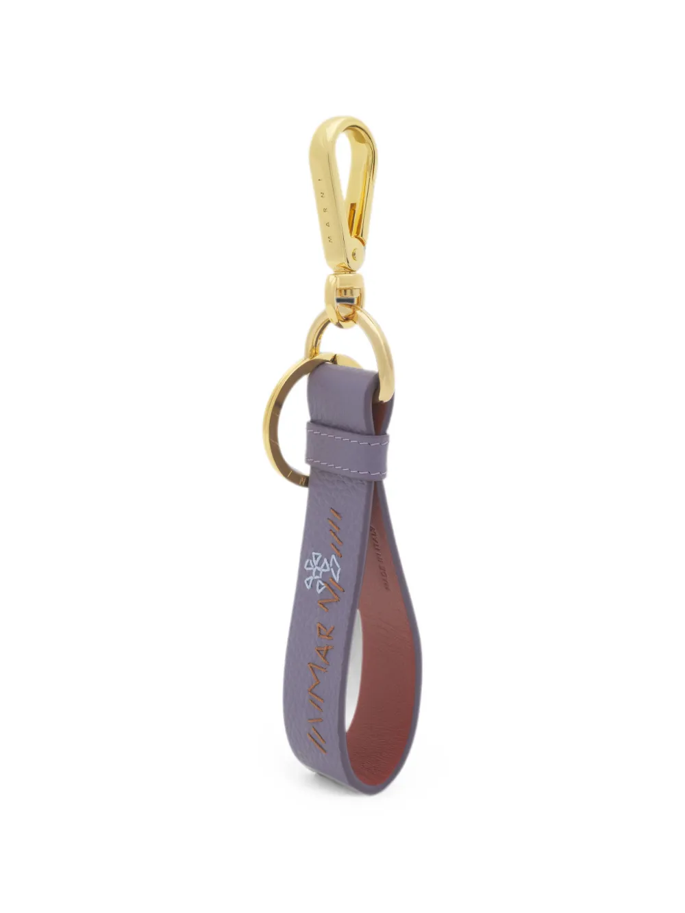 Marni Leren sleutelhanger met Mending Paars