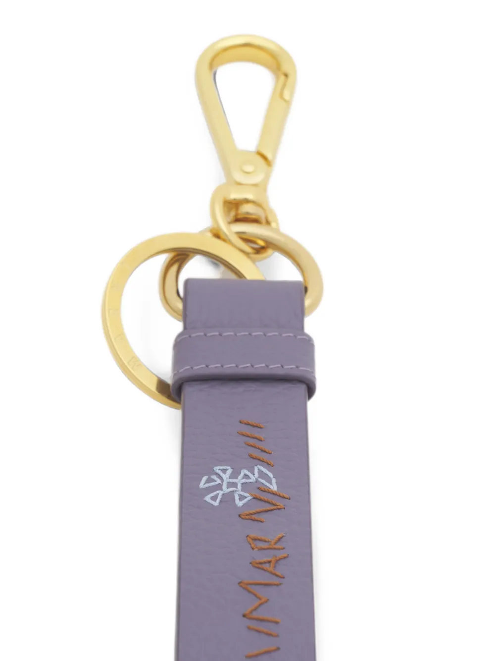 Marni Leren sleutelhanger met Mending Paars