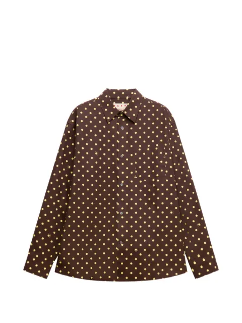 Marni brown poplin shirt with Polka Rhythm print