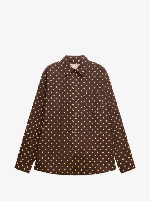 Marni brown poplin shirt with Polka Rhythm print