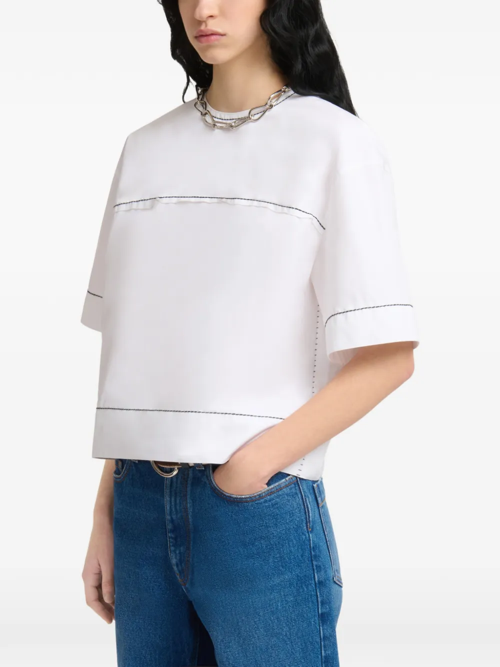 Marni Popeline T-shirt met zichtbare naden Wit