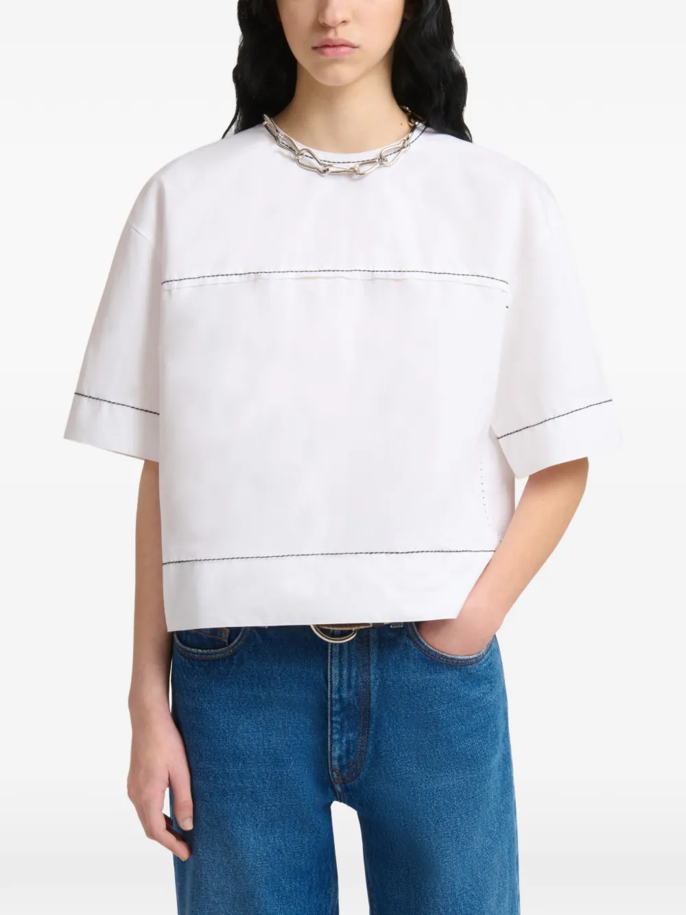 Marni Popeline T-shirt met zichtbare naden Wit