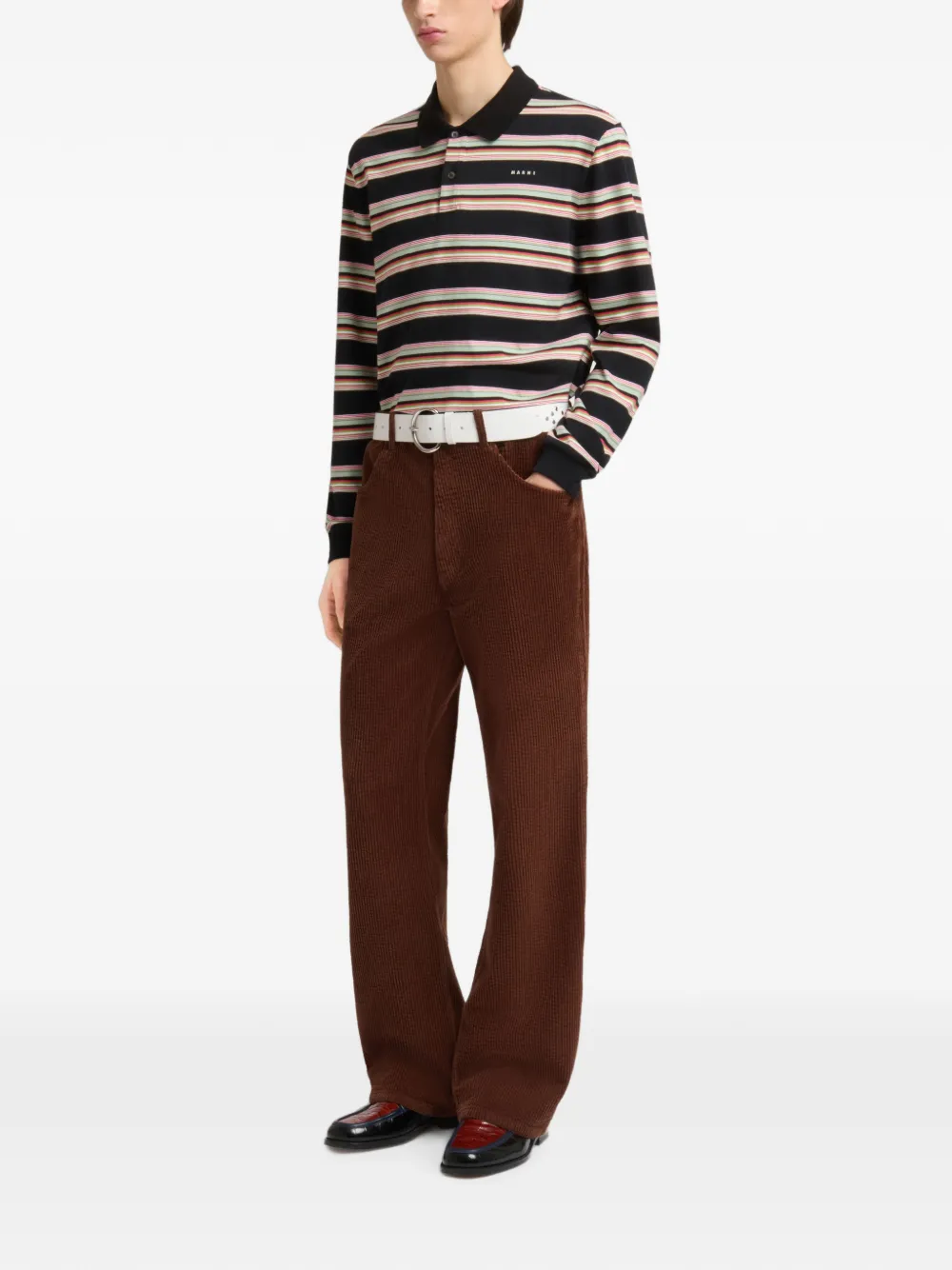 Marni Ribfluwelen flared broek Bruin