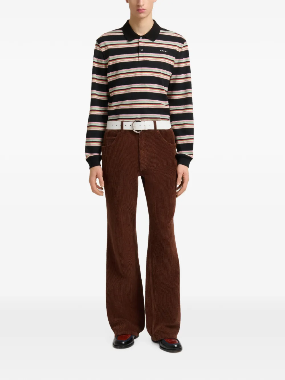 Marni Ribfluwelen flared broek Bruin