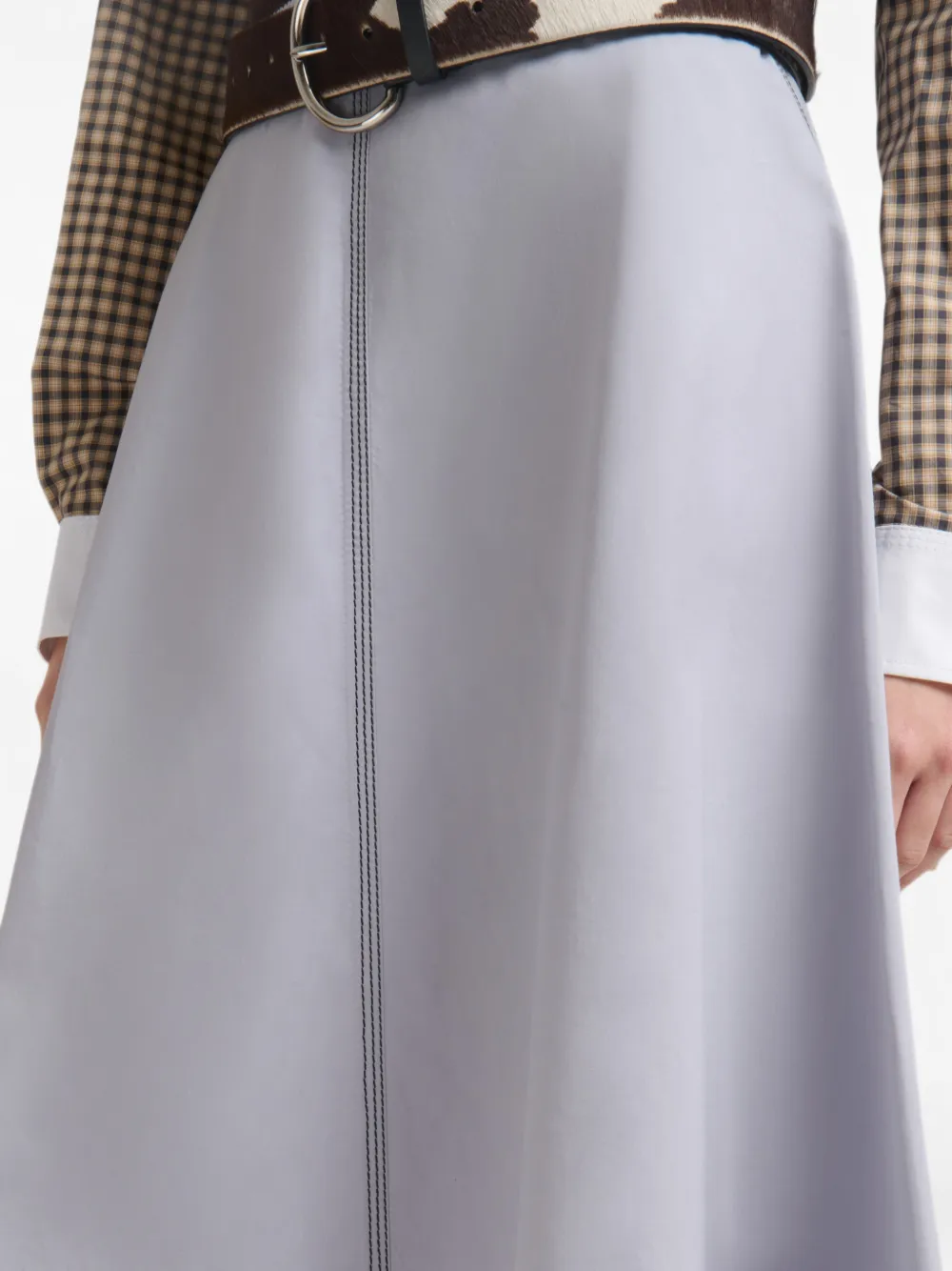 Marni Popeline midi-rok met contraststiksel Grijs
