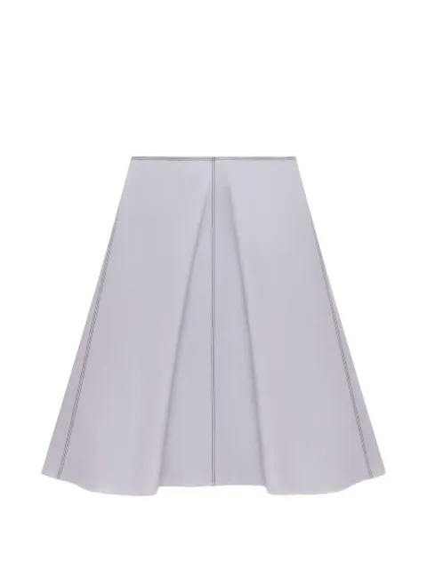 Marni grey poplin midi skirt with contrast stitching