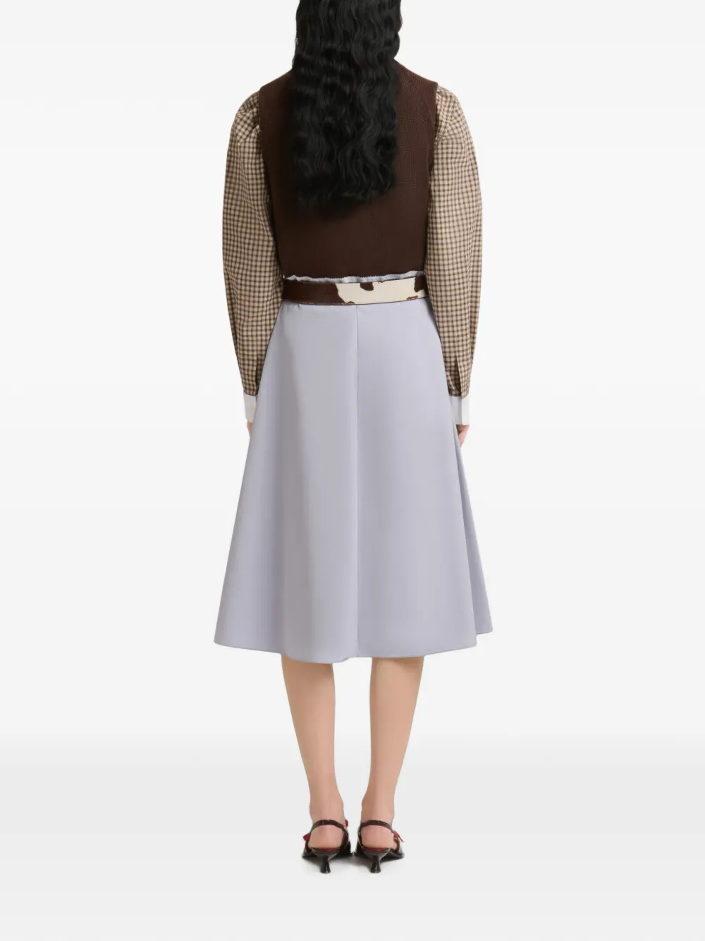 Marni Popeline midi-rok met contraststiksel Grijs