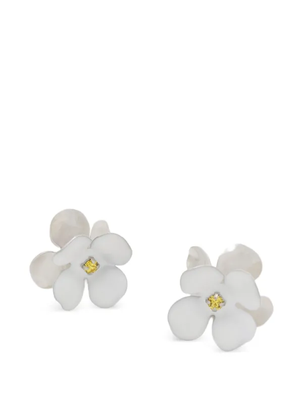 Marni Enamel Daisy Stud Earrings in Silver