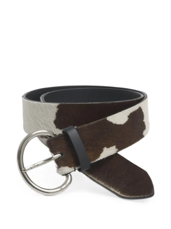 Marni White and Brown Cow-pony Hair Belt