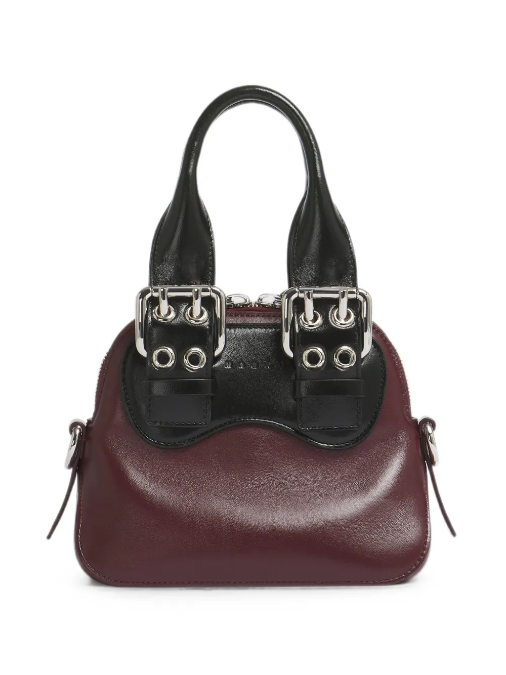 Marni Marsupio bordeaux e nero mini in pelle - Rosso