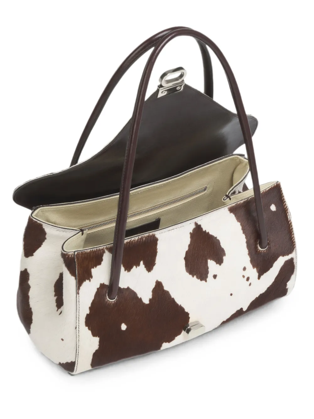 Marni Kalfsleren schoudertas met koeienprint Wit
