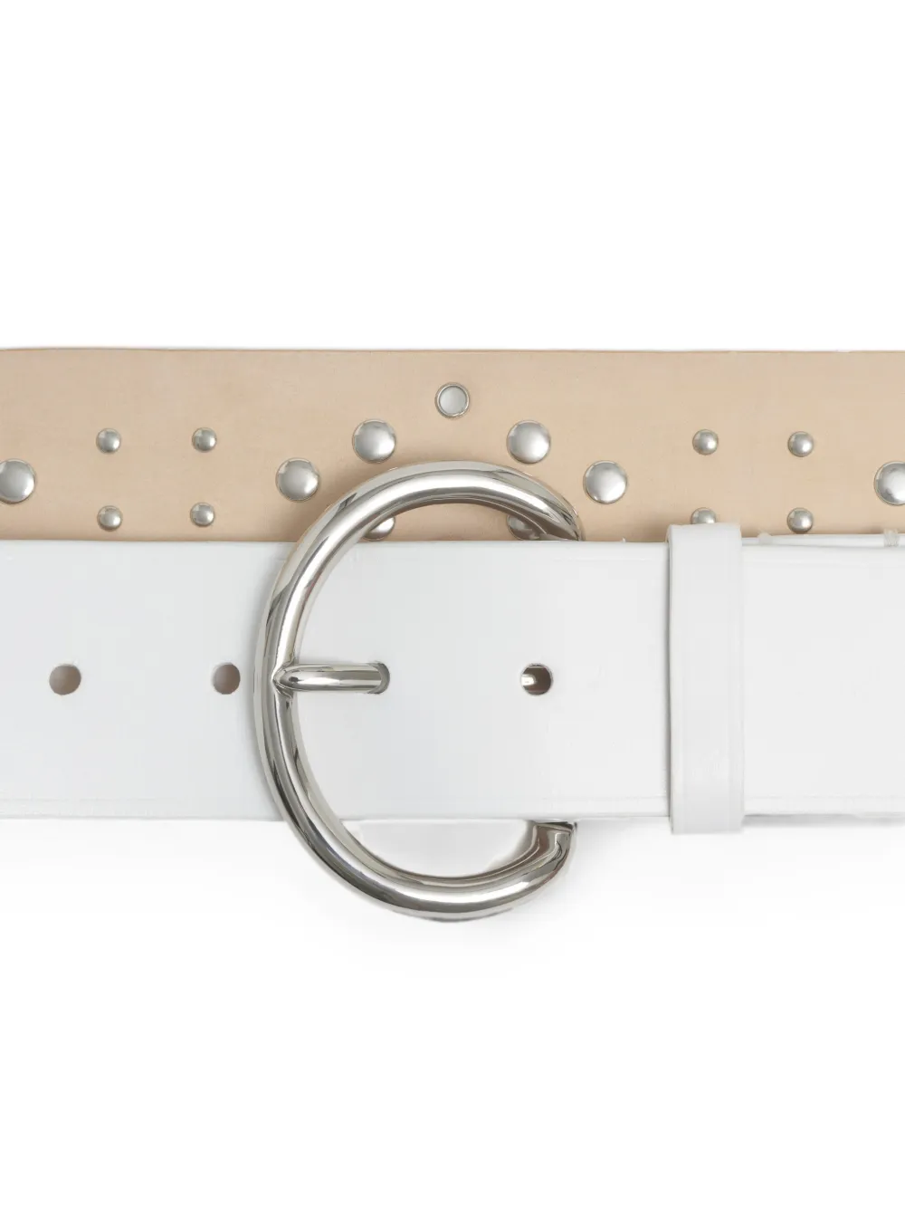 Marni Witte leren riem met studs
