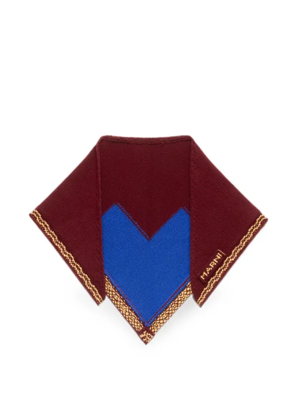 Marni Logo-intarsia Knitted Bandana Scarf in Red
