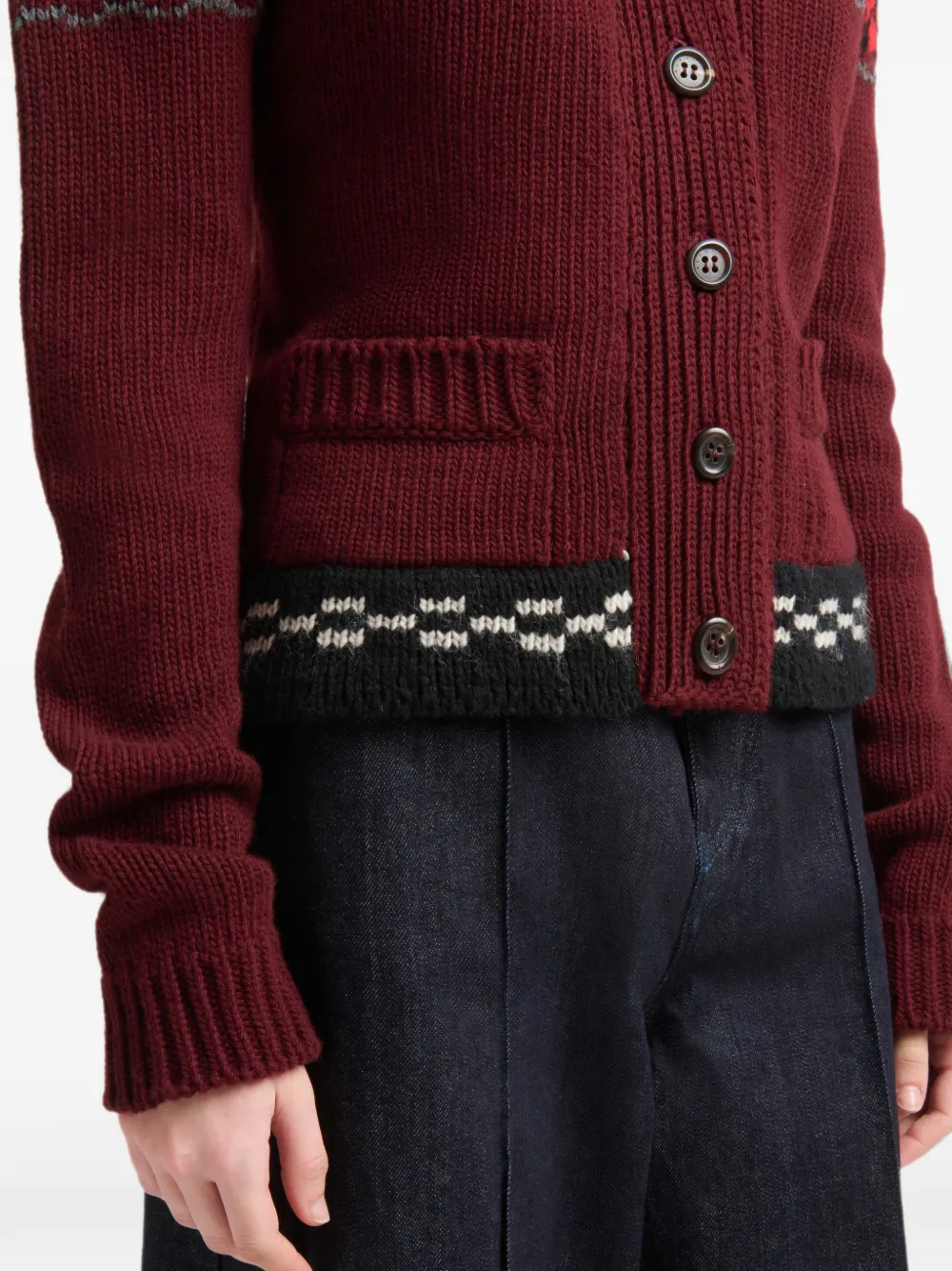 Marni Gebreid vest met jacquard Rood