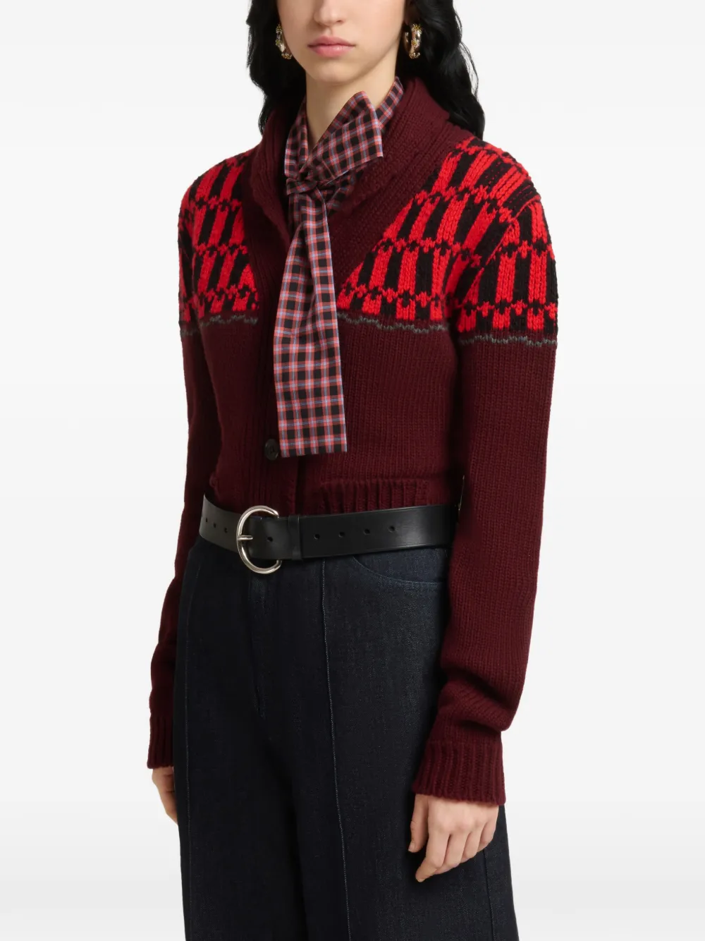 Marni Gebreid vest met jacquard Rood