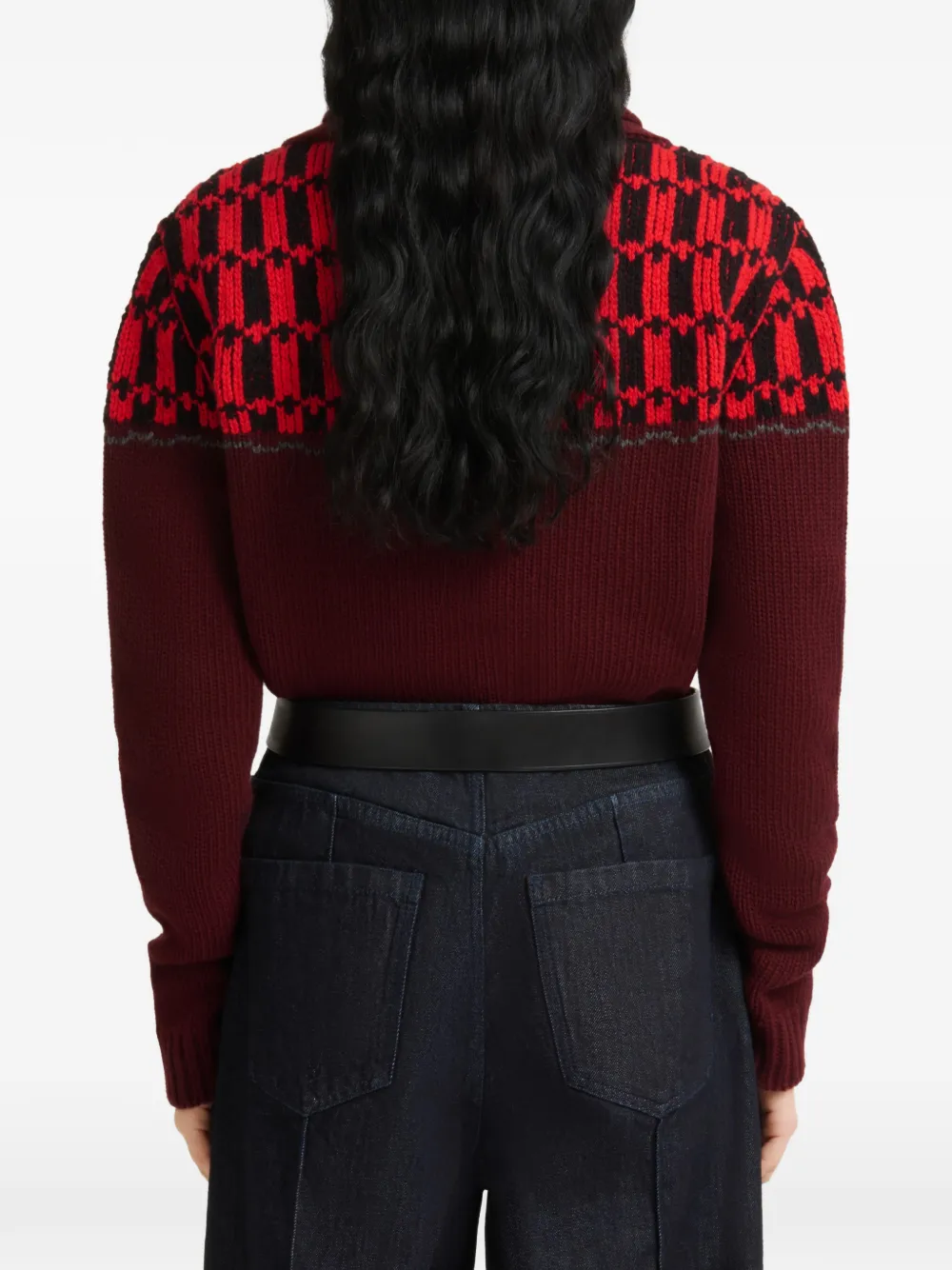 Marni Gebreid vest met jacquard Rood