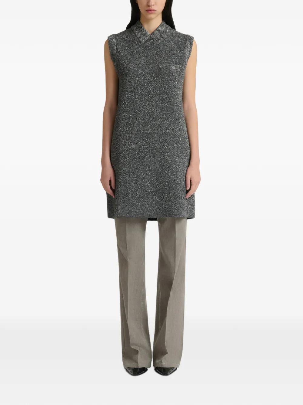 Marni Wollen mini-jurk met lurex details Grijs
