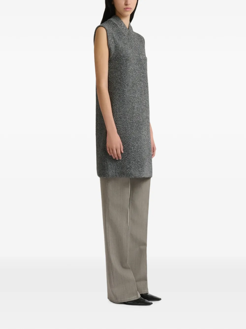Marni Wollen mini-jurk met lurex details Grijs