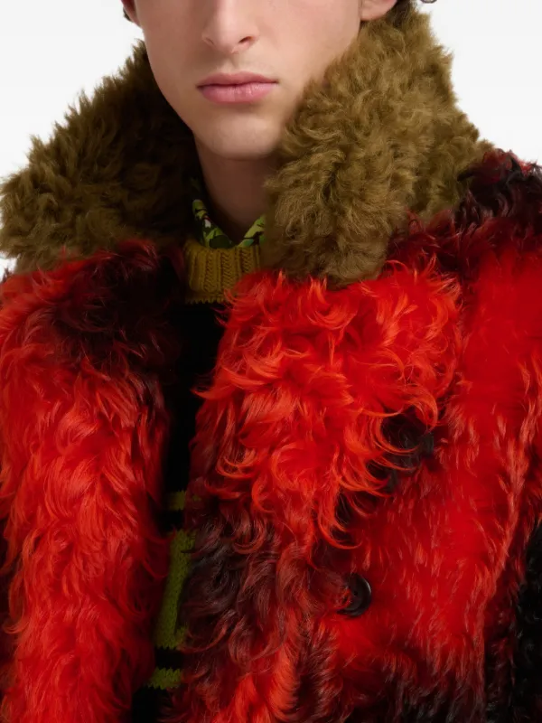 Marni スポット ファーコート | レッド | FARFETCH JP