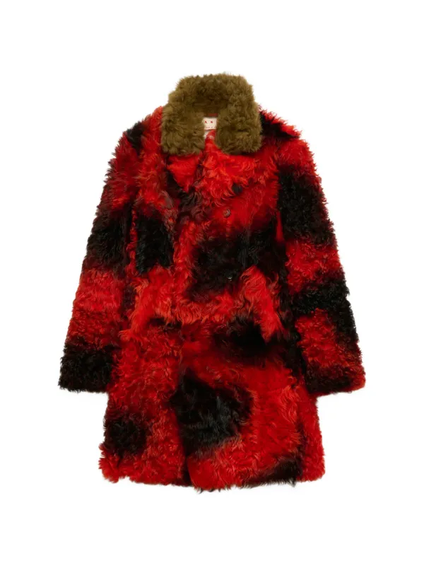 Marni スポット ファーコート | レッド | FARFETCH JP