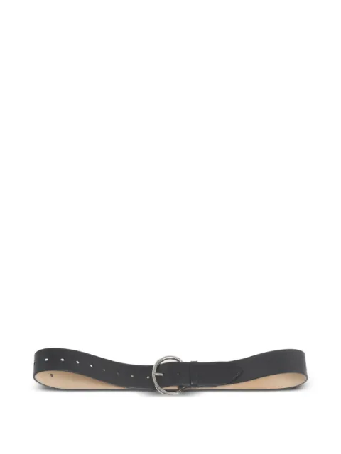 Marni black leather belt with round buckle