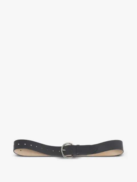 Marni black leather belt with round buckle