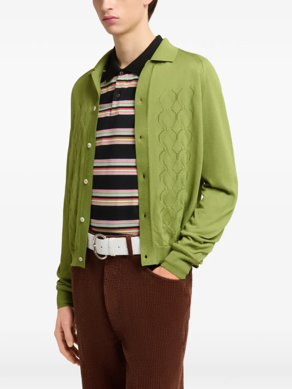 Marni Techno gebreid vest met polokraag Groen