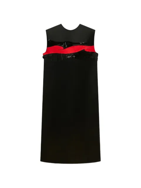 Marni black satin dress with crimson flow patches