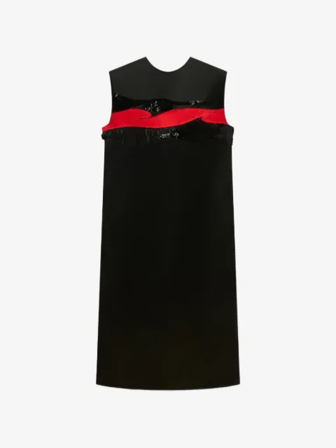 Marni black satin dress with crimson flow patches