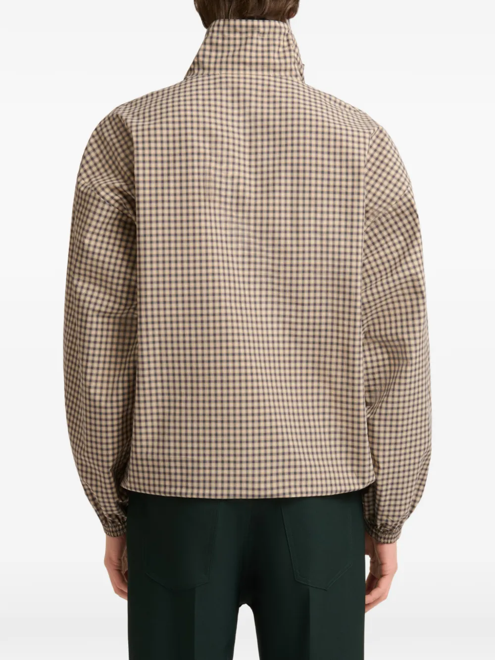 Marni Geruit overhemd met trechterhals Beige