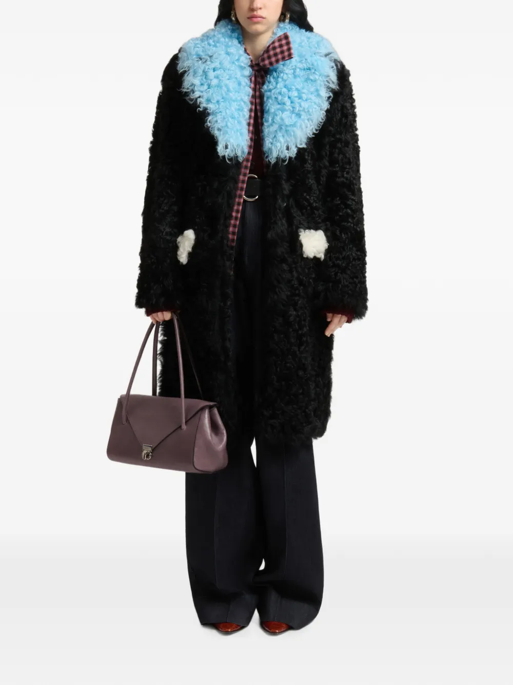 Marni E W leren schoudertas Paars
