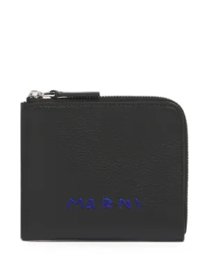 Marni Leather zip-around Wallet With mending-embroidery | Black