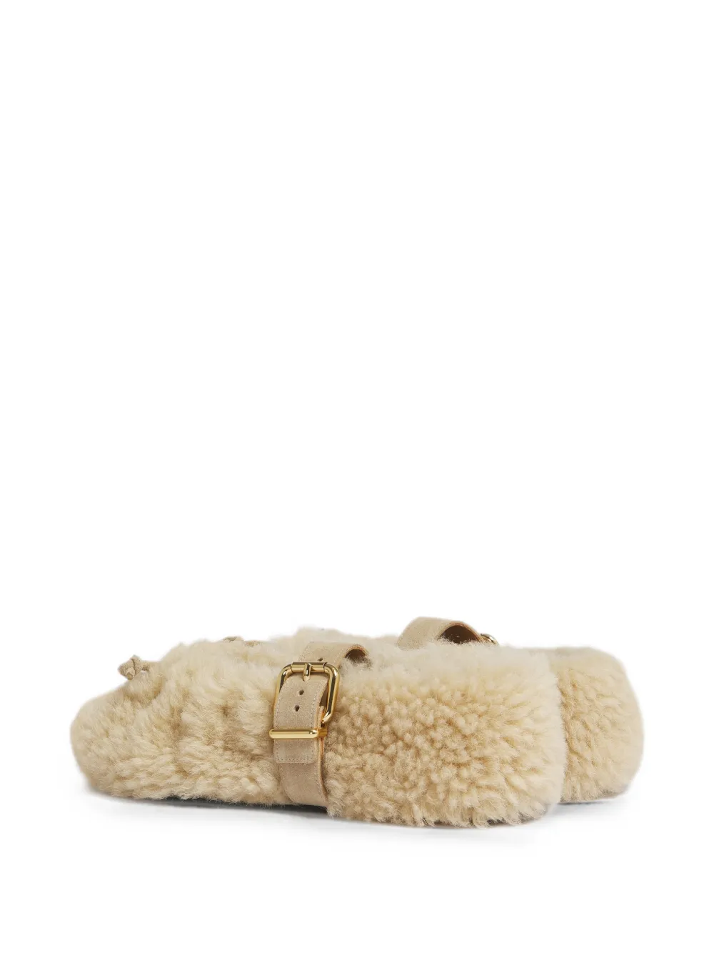 Marni Cream lammy ballerina's met gesp Beige