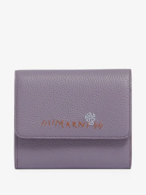 Marni porte-cartes en cuir raccommodé avec logo brodé