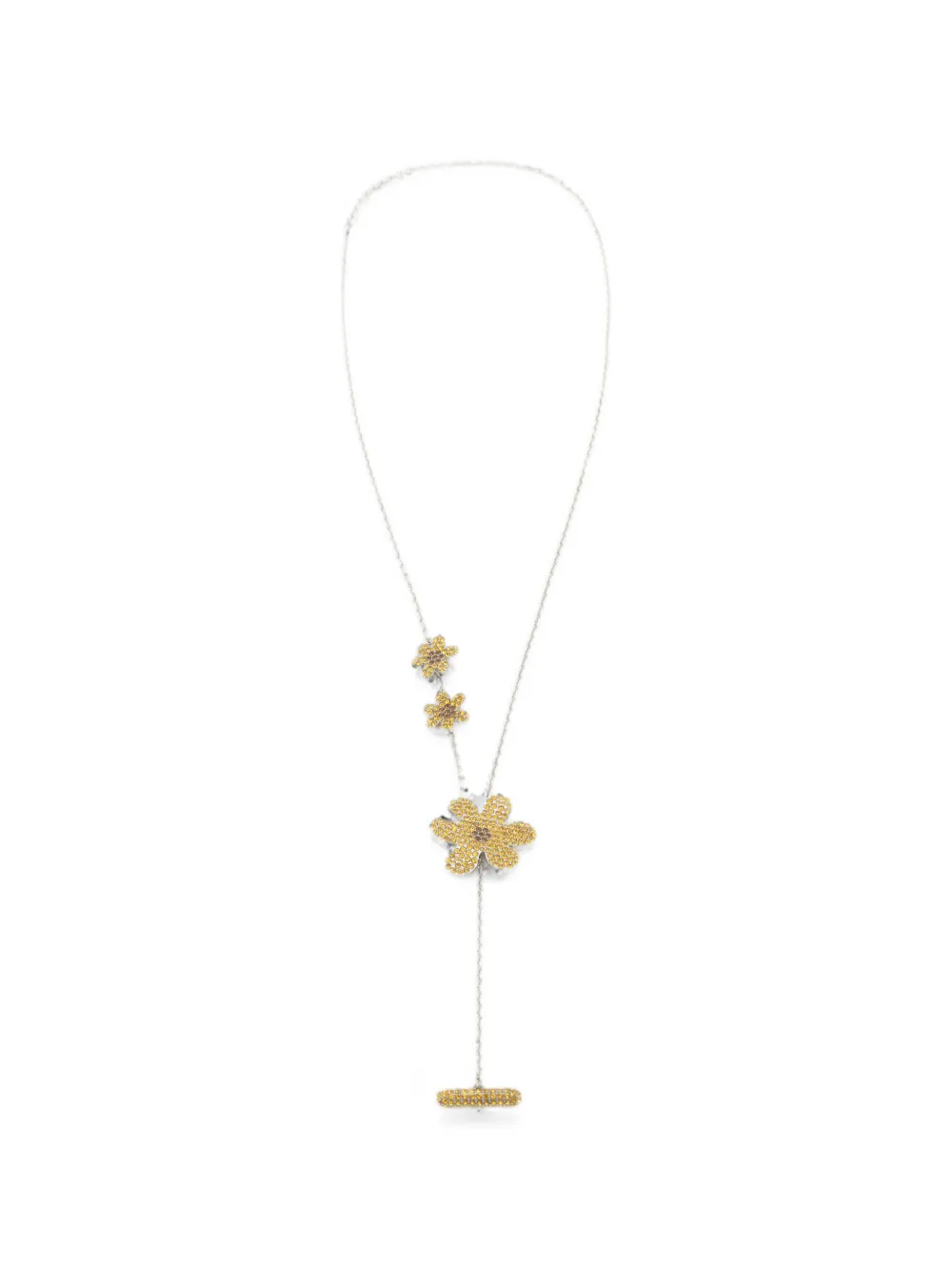 Marni orange rhinestone daisy necklace - Argento