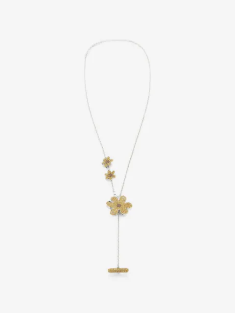 Marni orange rhinestone daisy necklace