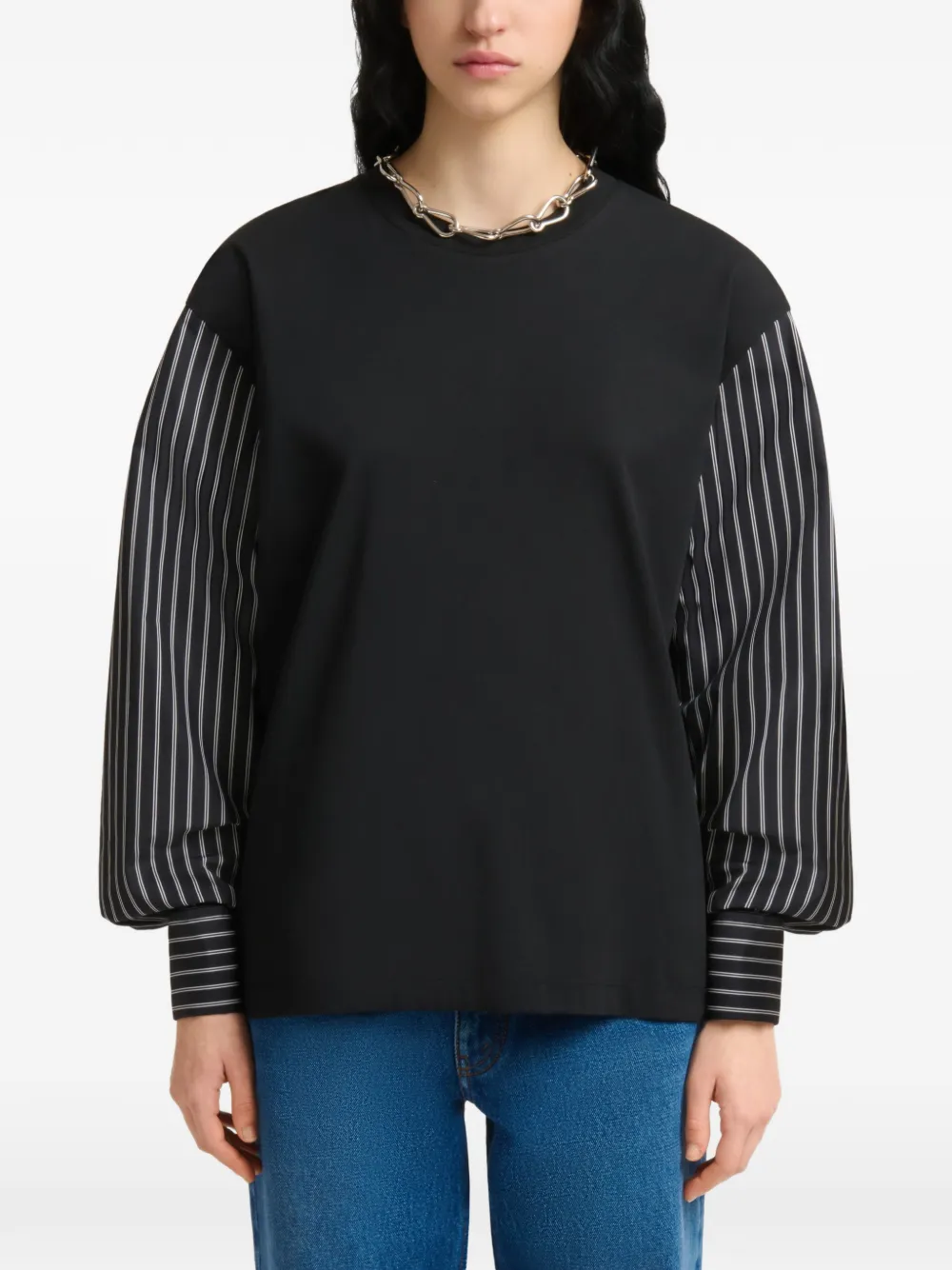 Marni T-shirt met gestreepte mouwen Zwart