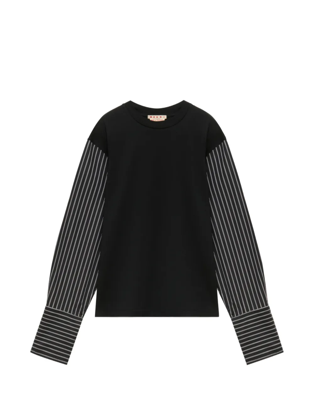 Marni T-shirt con maniche a righe - Nero
