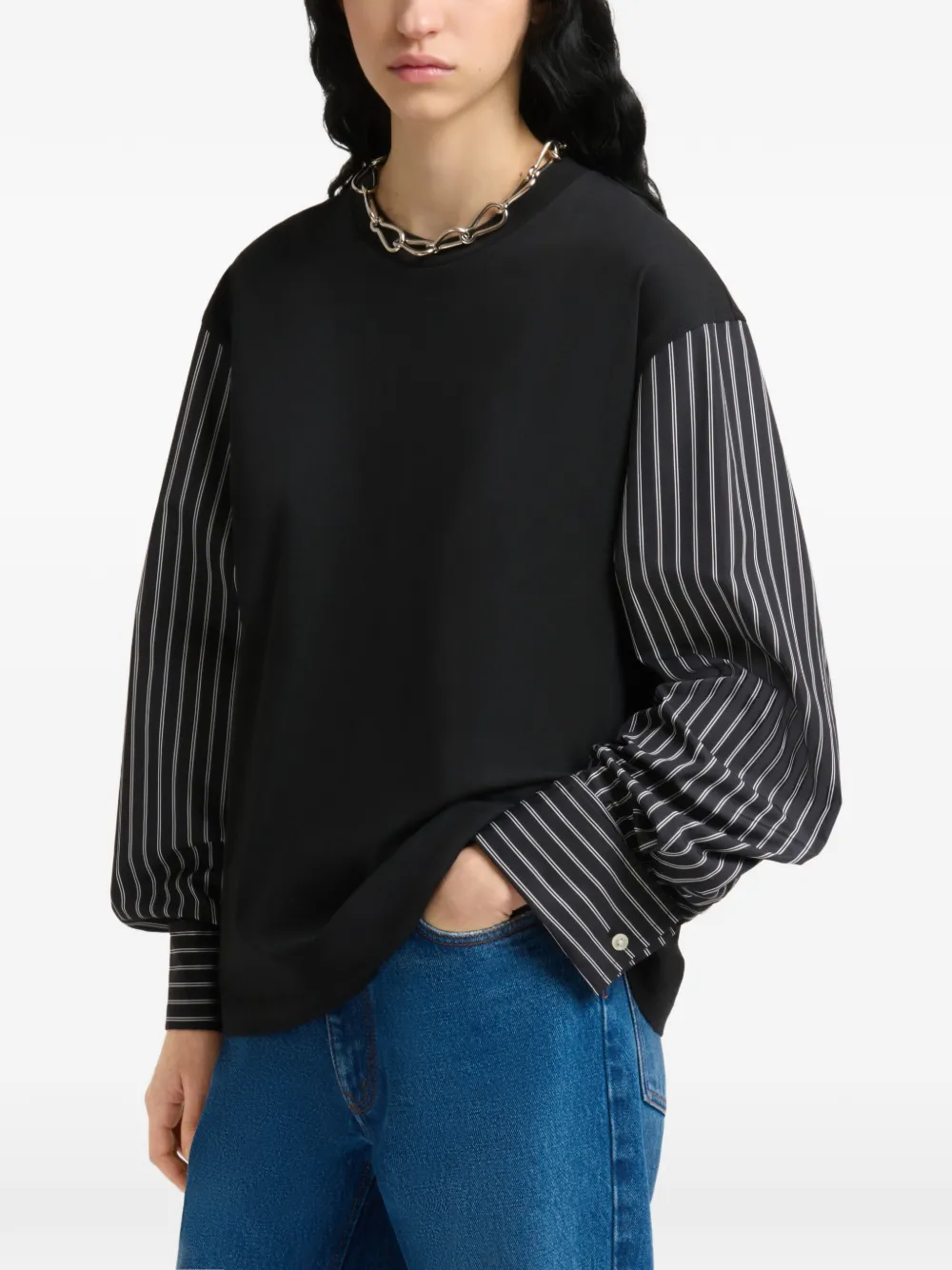 Marni T-shirt met gestreepte mouwen Zwart