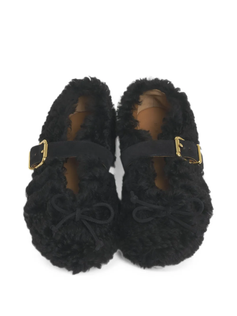 Marni Zwarte lammy ballerina's met gesp