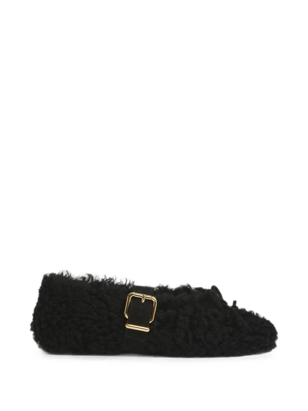 Marni Ballerine nere in shearling con fibbia - Nero