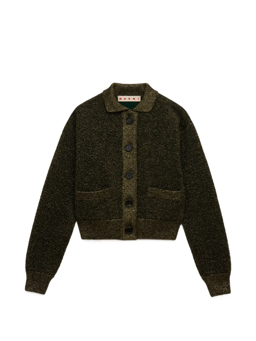 Marni Cardigan nero in lana con dettaglio lurex