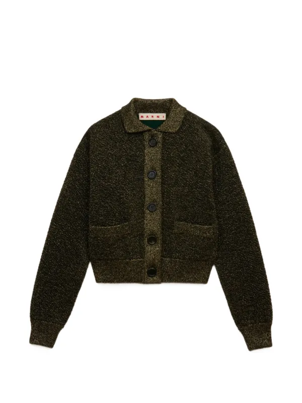 Marni Black Wool Cardigan with Lurex Detailing