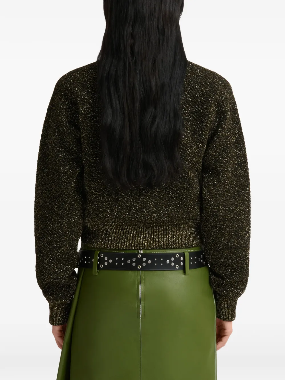 Marni Zwarte wollen vest met lurex details