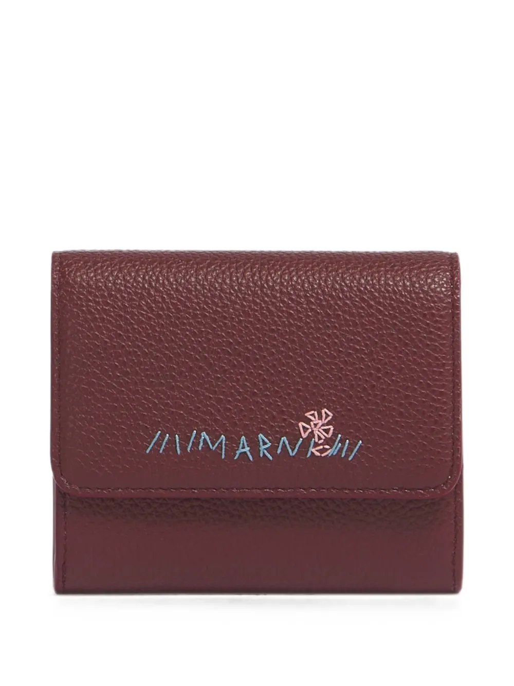 Marni burgundy leather flap cardholder with Marni Mending - Rosso