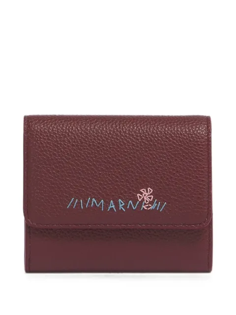 Marni burgundy leather flap cardholder with Marni Mending
