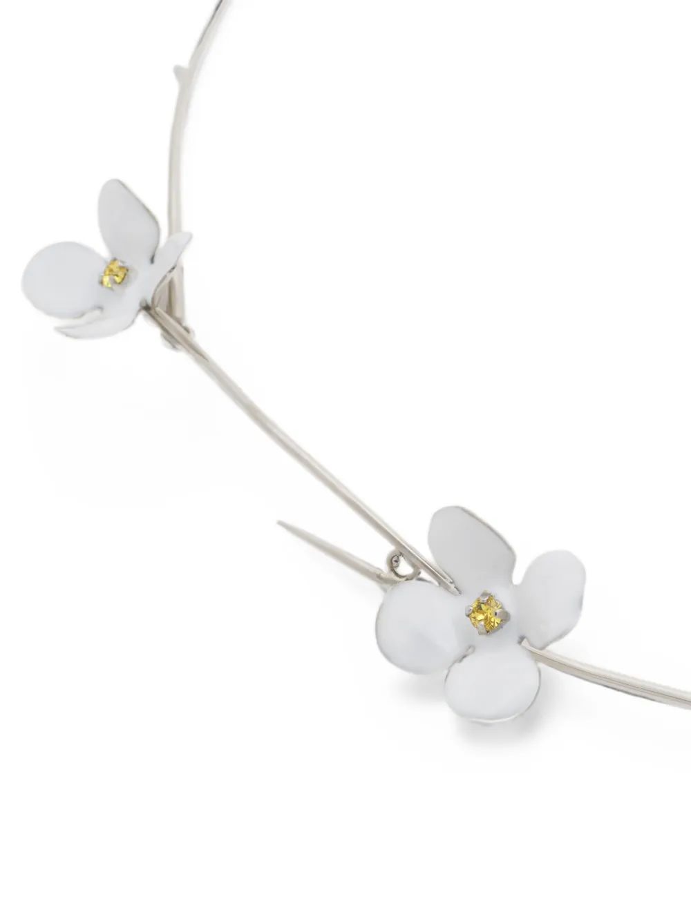 Marni White Enamel Daisy Necklace in Silver, view 3