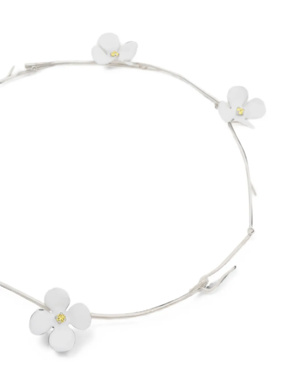 Marni White Enamel Daisy Necklace in Silver, view 4