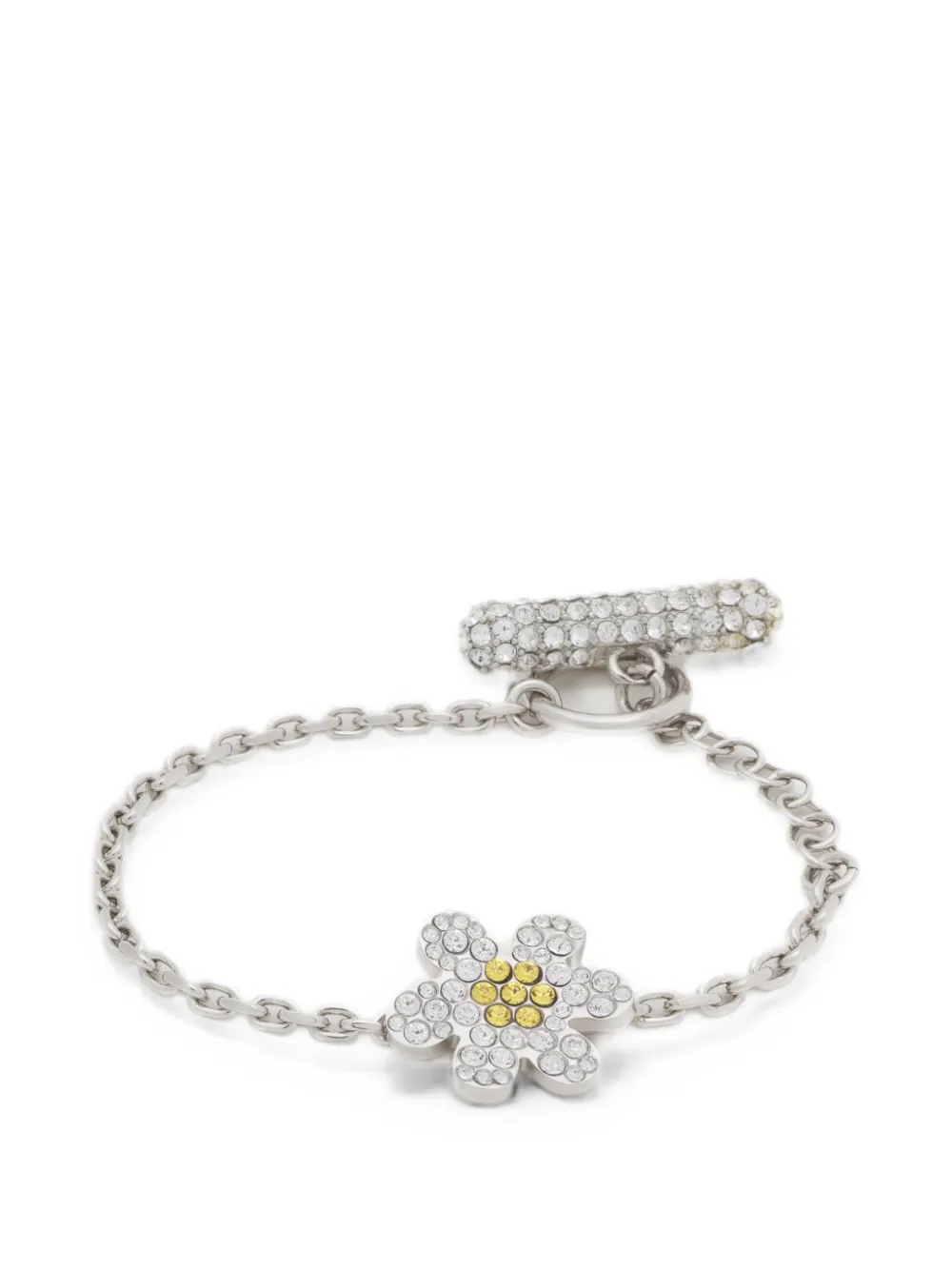 Marni yellow rhinestone daisy bracelet - Argento
